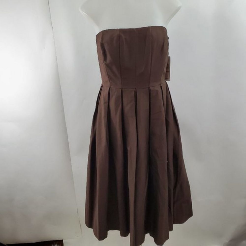 Calvin Klein Dress 4 Brown A-line Strapless Pleate
